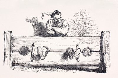 A Man in Stocks, from The Illustrated Library Shakespeare by English School